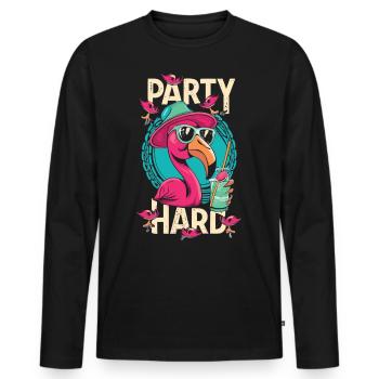 Flamingo Party Mode - Party like a flamingo - Men's Premium Organic Long Sleeve Shirt - black - Front - Nico (187cm)