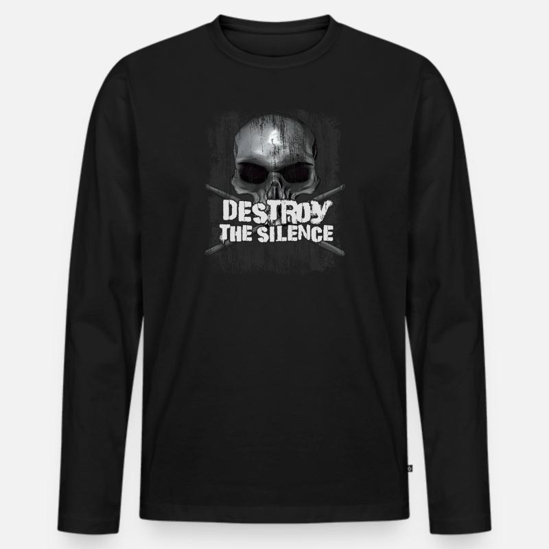 Destroy the Silence - Männer Premium Bio Langarmshirt - Schwarz
