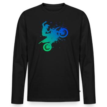 Men's Dirt Bike Dirt Biker Supermoto Dirt Bike - Men's Premium Organic Long Sleeve Shirt - black - Front - Nico (187cm)