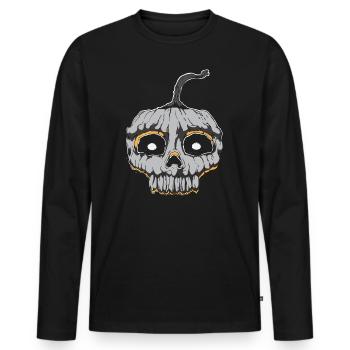 Halloween Pumpkin - Männer Premium Bio Langarmshirt - Schwarz - Vorne - Nico (187cm)