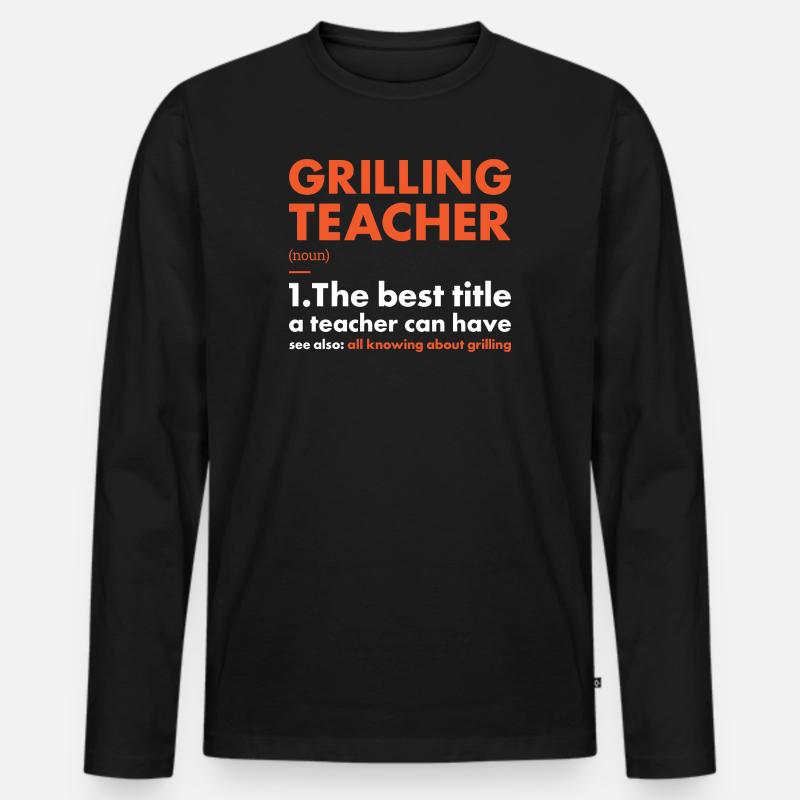 Griller Teacher Definition Grilling - Männer Premium Bio Langarmshirt - Schwarz