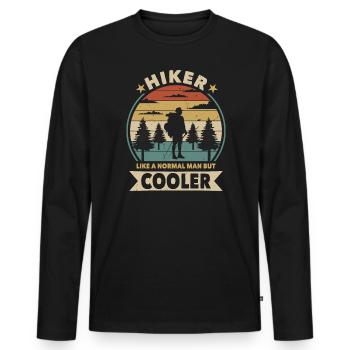 Hiker like a normal man but cooler - Men's Premium Organic Long Sleeve Shirt - black - Front - Nico (187cm)