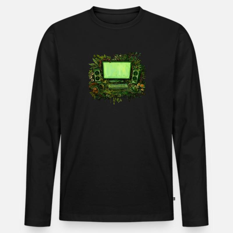 Mystic Workspace - Männer Premium Bio Langarmshirt - Schwarz