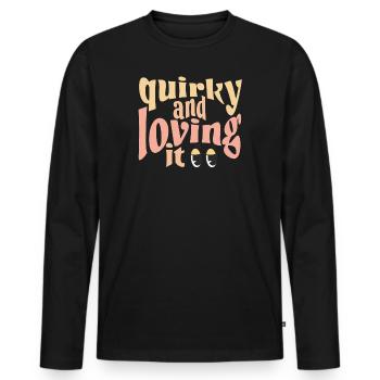 Quirky and loving it in yellow - Men's Premium Organic Long Sleeve Shirt - black - Front - Nico (187cm)