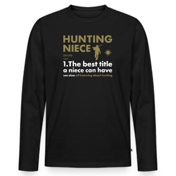 Chasseur Nièce Définition Chasse - T-shirt manches longues Premium bio Homme - noir - Devant - Nico (187cm)