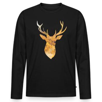 Indian summer deer - Men's Premium Organic Long Sleeve Shirt - black - Front - Nico (187cm)