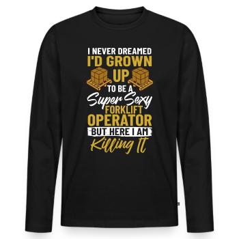Conducteur de chariot élévateur Élévateur - T-shirt manches longues Premium bio Homme - noir - Devant - Nico (187cm)