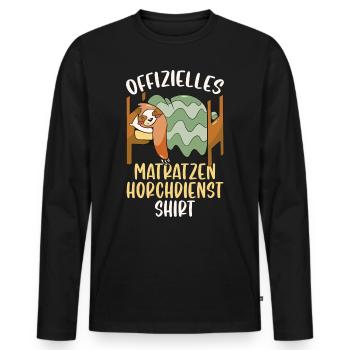 Offizielles Matratzenhorchdienstshirt Schlafanzug - Männer Premium Bio Langarmshirt - Schwarz - Vorne - Nico (187cm)
