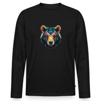 Ours polygonal - T-shirt manches longues Premium bio Homme - noir - Devant - Nico (187cm)