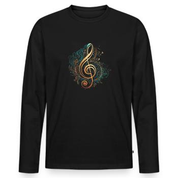 Clé ténor, clé basse, musique symbole - T-shirt manches longues Premium bio Homme - noir - Devant - Nico (187cm)