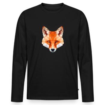 Renard en origami - T-shirt manches longues Premium bio Homme - noir - Devant - Nico (187cm)