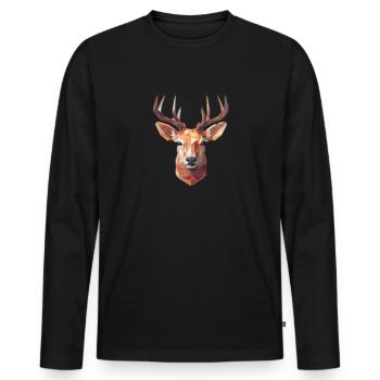Origami Deer Geometry - Men's Premium Organic Long Sleeve Shirt - black - Front - Nico (187cm)