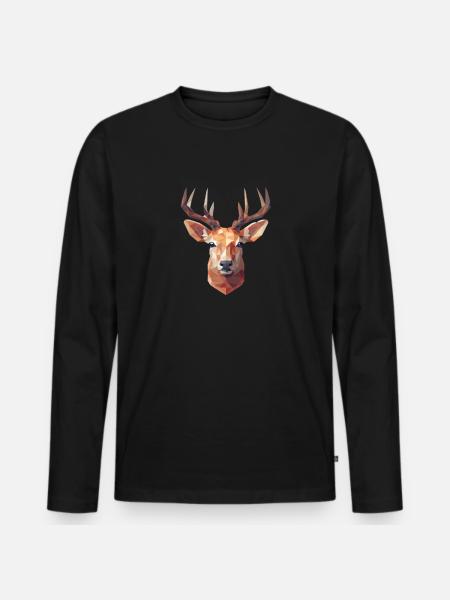 Origami Deer Geometry - Men's Premium Organic Long Sleeve Shirt - black