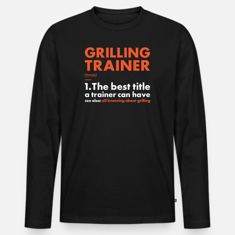 Griller Trainer Definition Grilling - Männer Premium Bio Langarmshirt - Schwarz