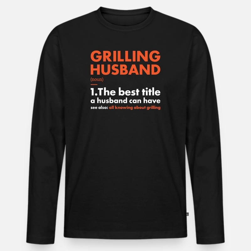 Griller Husband Definition Grilling - Männer Premium Bio Langarmshirt - Schwarz