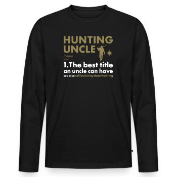 Chasseur Oncle Définition Chasse - T-shirt manches longues Premium bio Homme - noir - Devant - Nico (187cm)