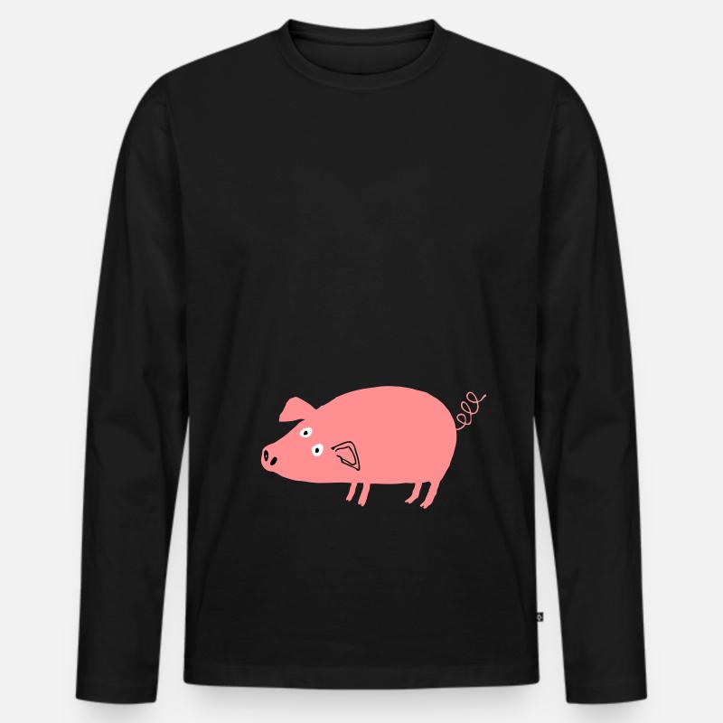 Schwein roz4 - Männer Premium Bio Langarmshirt - Schwarz