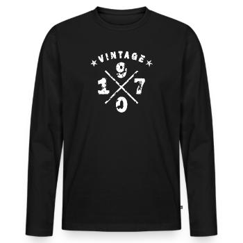 1970 Millésime vintage used-look - T-shirt manches longues Premium bio Homme - noir - Devant - Nico (187cm)