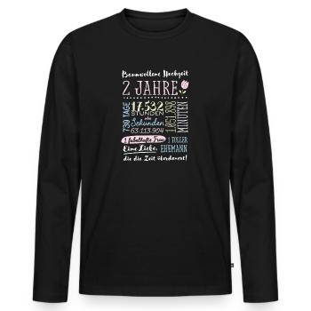 Baumwollhochzeit 2 Jahre Hochzeitstag Geschenk - Männer Premium Bio Langarmshirt - Schwarz - Vorne - Nico (187cm)