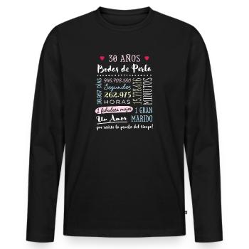 Regalo de 30 Aniversario Bodas de Perla - Männer Premium Bio Langarmshirt - Schwarz - Vorne - Nico (187cm)
