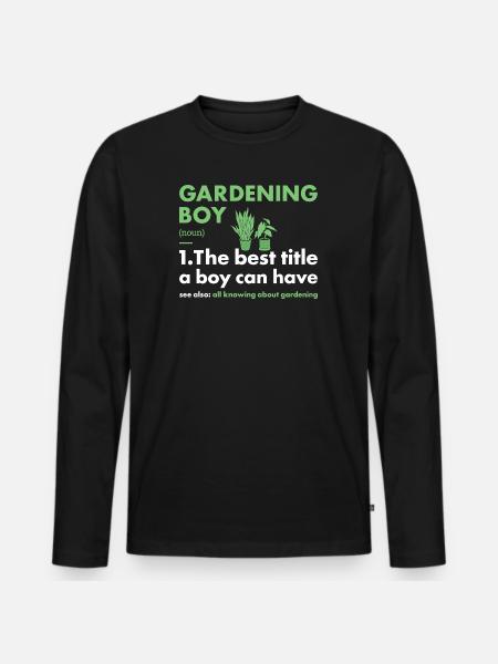 Gardener Boy Definition Gardening - Men's Premium Organic Long Sleeve Shirt - black