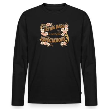 s’efforcer de répondre à vos attentes - T-shirt manches longues Premium bio Homme - noir - Devant - Nico (187cm)