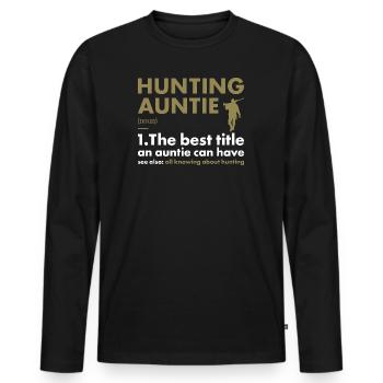 Hunter Auntie Definition Hunting - Men's Premium Organic Long Sleeve Shirt - black - Front - Nico (187cm)
