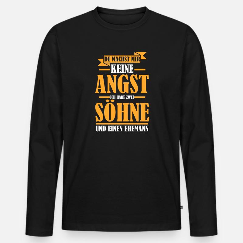 Mama Ehemann 2 Söhne Geschenk - Männer Premium Bio Langarmshirt - Schwarz