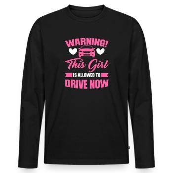 Driver's License Girl Driving Driver's License Gift - Men's Premium Organic Long Sleeve Shirt - black - Front - Nico (187cm)