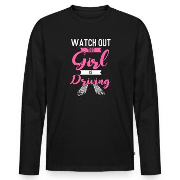 Driver's license Girl Driving Girl Driver's License - Men's Premium Organic Long Sleeve Shirt - black - Front - Nico (187cm)