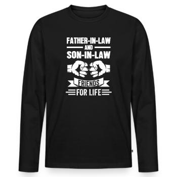 Father-in-law & son-in-law family gift - Men's Premium Organic Long Sleeve Shirt - black - Front - Nico (187cm)