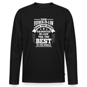 Father-in-law & daughter-in-law - Men's Premium Organic Long Sleeve Shirt - black - Front - Nico (187cm)