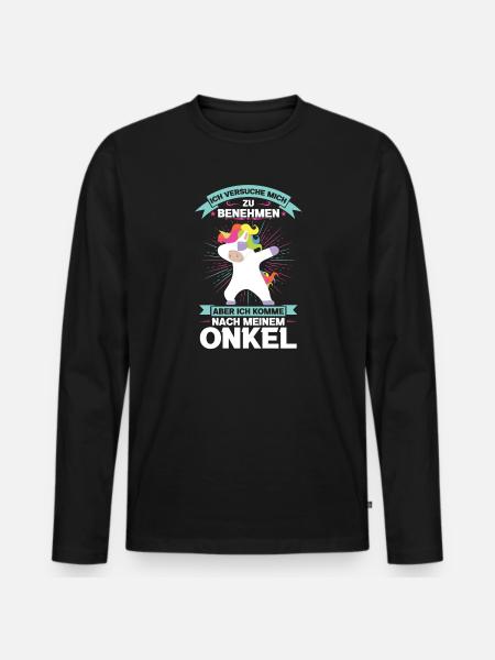 Onkel Nichte Neffe Geschenk - Männer Premium Bio Langarmshirt - Schwarz