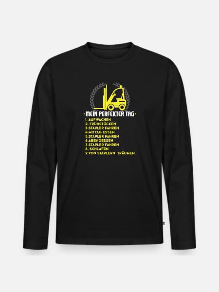 Stapler Gabelstapler Fahrer Geschenk - Männer Premium Bio Langarmshirt - Schwarz