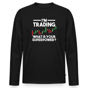Trader Trader Investor Forex Actions Cadeau - T-shirt manches longues Premium bio Homme - noir - Devant - Nico (187cm)