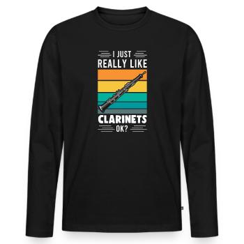 Clarinet Clarinet Clarinet Player Gift - Men's Premium Organic Long Sleeve Shirt - black - Front - Nico (187cm)