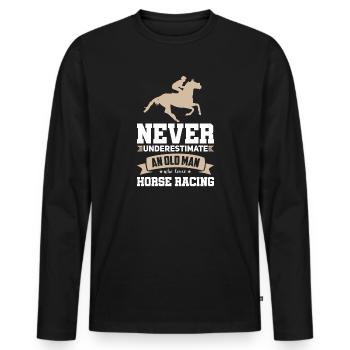 Courses de chevaux Vieux Homme Courses de chevaux - T-shirt manches longues Premium bio Homme - noir - Devant - Nico (187cm)