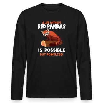 Panda Panda panda rouge cadeau de panda - T-shirt manches longues Premium bio Homme - noir - Devant - Nico (187cm)