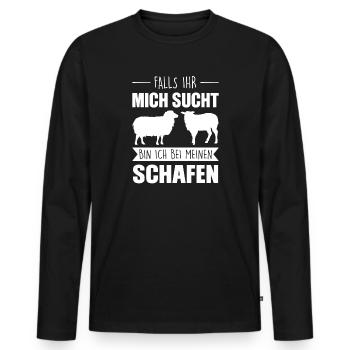 Schafe Schaf Schäfer Geschenk - Männer Premium Bio Langarmshirt - Schwarz - Vorne - Nico (187cm)