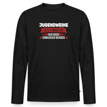 Jugendweihe Konfirmation Erwachsen Geschenk - Männer Premium Bio Langarmshirt - Schwarz - Vorne - Nico (187cm)