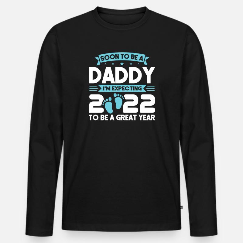 Future Daddy 2022 Future Papa Baby Geschenk - Männer Premium Bio Langarmshirt - Schwarz