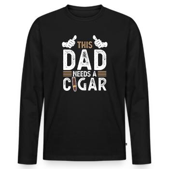 Cigar Papa Cigars Gift - Men's Premium Organic Long Sleeve Shirt - black - Front - Nico (187cm)