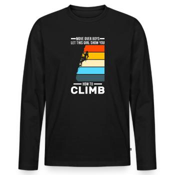 Climbing Girl Climbing Girl Cadeau - T-shirt manches longues Premium bio Homme - noir - Devant - Nico (187cm)