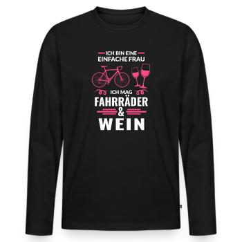 Fahrrad Wein Fahrradfahrerin Geschenk - Männer Premium Bio Langarmshirt - Schwarz - Vorne - Nico (187cm)