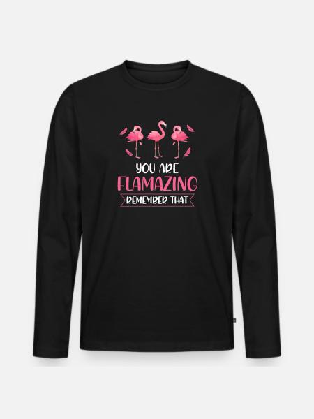 Flamingo Flamingo Geschenk - Männer Premium Bio Langarmshirt - Schwarz