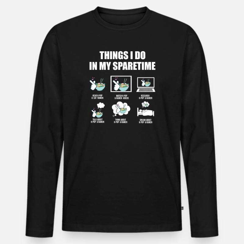 K-Pop & Ramen K-Pop Koreanisches Geschenk - Männer Premium Bio Langarmshirt - Schwarz
