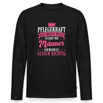 Pflegekraft Pflegepersonal Pflegekräfte Geschenk - Männer Premium Bio Langarmshirt - Schwarz - Vorne - Nico (187cm)