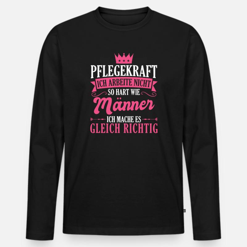 Pflegekraft Pflegepersonal Pflegekräfte Geschenk - Männer Premium Bio Langarmshirt - Schwarz