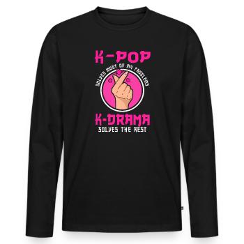 K-Pop & K-Drama cadeau K-Pop - T-shirt manches longues Premium bio Homme - noir - Devant - Nico (187cm)