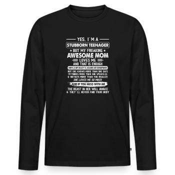 Teen Mom Teen Teenager Mom Gift - Men's Premium Organic Long Sleeve Shirt - black - Front - Nico (187cm)